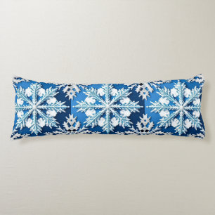 Cojín Diseño Intrincado de Copo de Nieve Azul