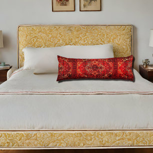 Cojín Diseño oriental de la manta en rojo oscuro