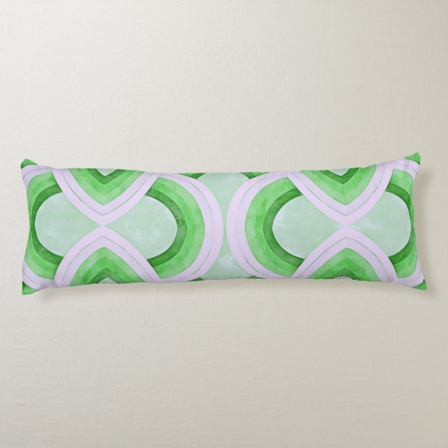 Cojín Diseño Retro de Arcoíris en Verde Menta y Verde (Reverso)