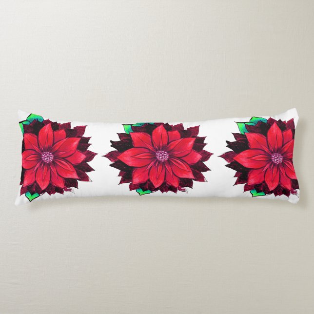 Cojín Diseño ROJO CLÁSICO del POINSETTIA (Anverso)
