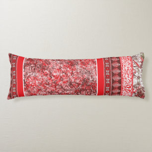 Cojín Diseño textil rectangular con rojo ornamental, bla