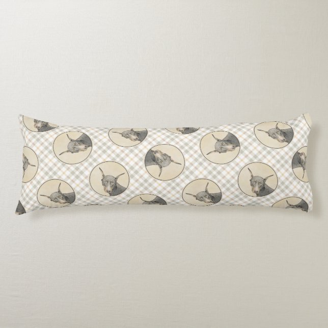 Cojín Doberman Pinscher Pintando arte de perro de doble  (Anverso)