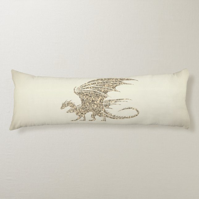 Cojín Dragón de mosaico asombroso oro (Anverso)