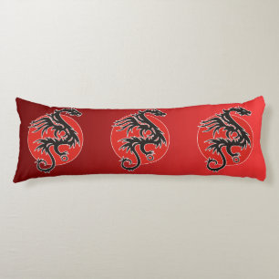 Cojín Dragon Sun Power - blanco rojo negro + tus ideas