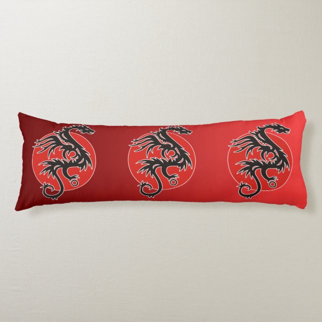 Cojín Dragon Sun Power - blanco rojo negro + tus ideas (Anverso)