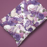 Dragones morados y blancos y funda de almohada de 