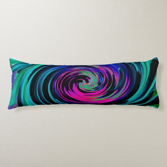 Cojín Dramático giro retro negro y turquesa (Anverso)