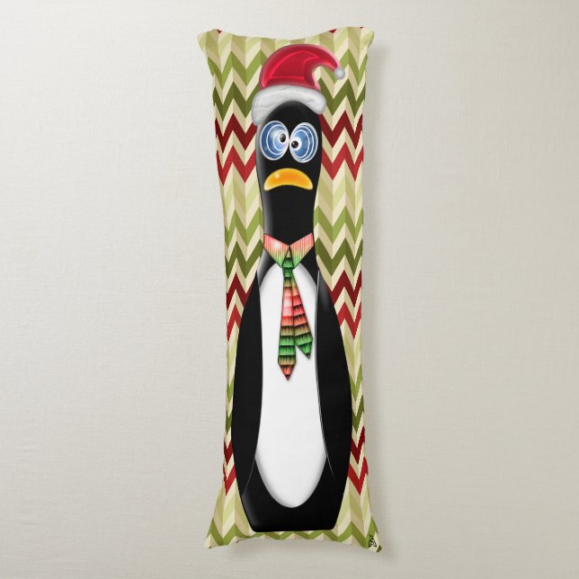 Cojín El humorístico Santa Pingüino en los Zags de Zig R (Frente vertical)