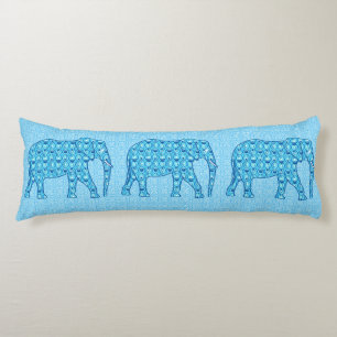 Cojín Elefante de flores de Lotus - turquesa