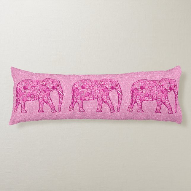 Cojín Elefante de las flores - rosa fucsia (Anverso)