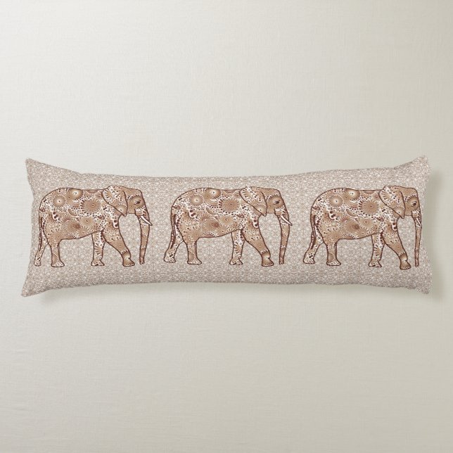 Cojín elefante de remolino fractal - marrón y taupe (Anverso)