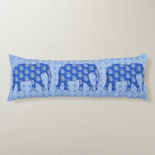 Cojín Elefante paisley - azul cobalto y blanco