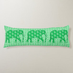 Cojín elefante paisley - verde jade y blanco