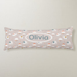 Cojín Elefantes, nubes y arcos de lluvia con nombre