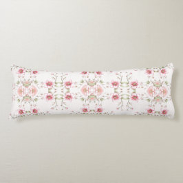 Cojín Elegant Pink White Floral Body Pillow