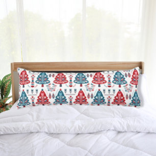 Cojín Elegante árbol de Navidad escandinavo rojo azul