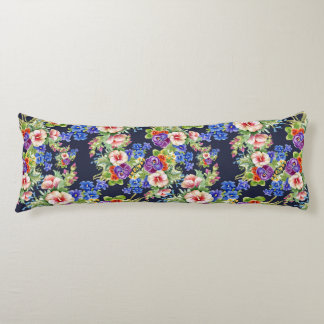 Cojín Elegante Patrón Floral Foliage azul amarillo rosad