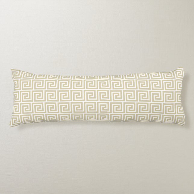 Cojín Elegante patrón griego beige y blanco (Anverso)