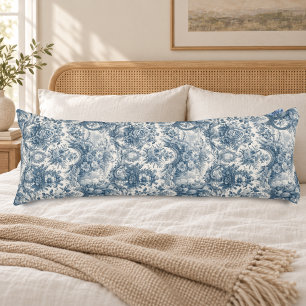 Cojín Elegante patrón vintage azul de Toile de Jouy fran