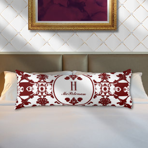 Cojín Elegante Personalizado Borgoña Real de Damasco