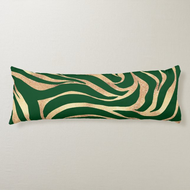 Cojín Elegante Purpurina dorado Zebra Green Animal Print (Anverso)