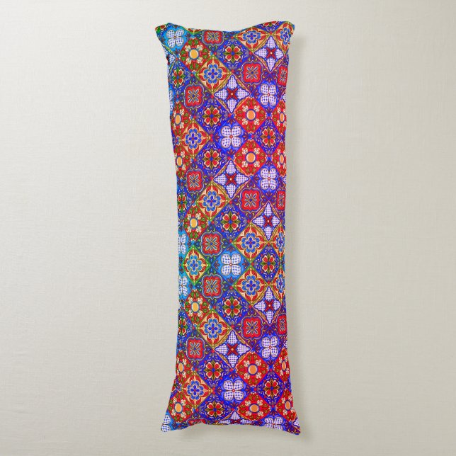 Cojín Elegante talavera mexicana azulejos púrpura azul r (Frente vertical)