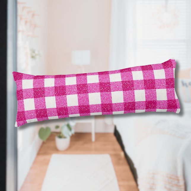 Cojín Elegante Tartán de Purpurina Rosa en Blanco (Subido por el creador)