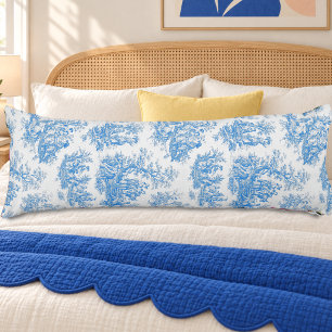 Cojín Elegante toile de jouy azul turquesa