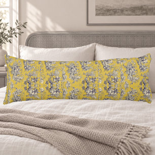 Cojín Elegante Toile De Jouy Vintage Amarillo Lago