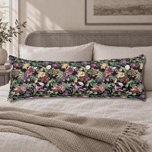 Cojín Elegantes flores y hojas patrón floral negro