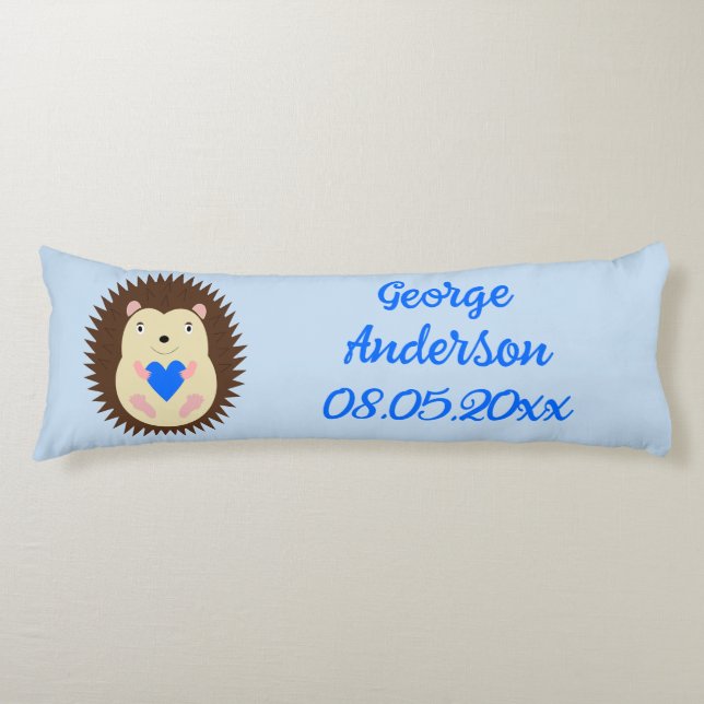 Cojín Erizo Corazón Azul Niño Personalizado (Anverso)
