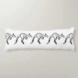 Cojín Esbozo de canguro en blanco y negro