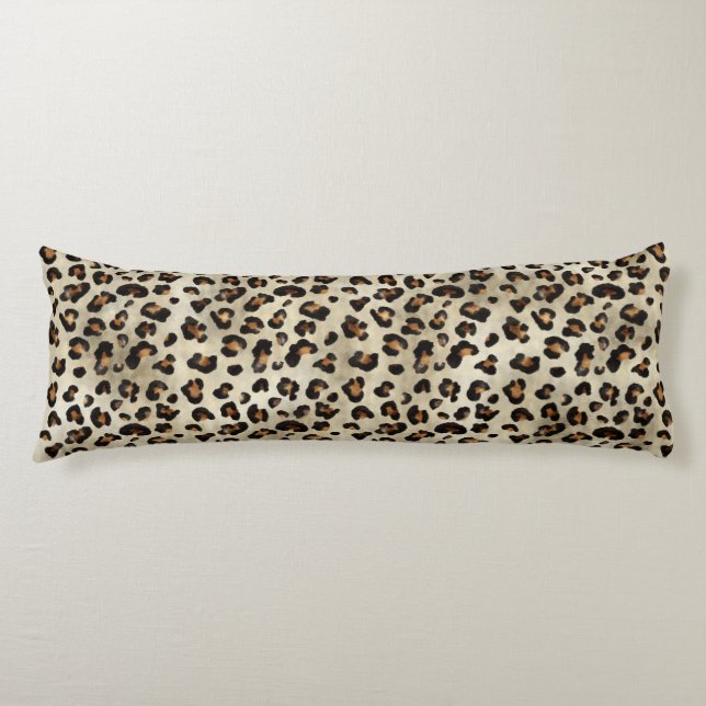 Cojín Estampado de Animal de Leopardo Guepardo Beige Mar (Anverso)