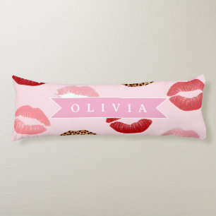 Cojín Estampado de labios personalizado con estampado de