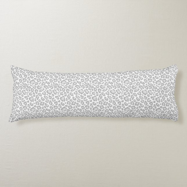 Cojín Estampado leopardo del blanco gris (Anverso)