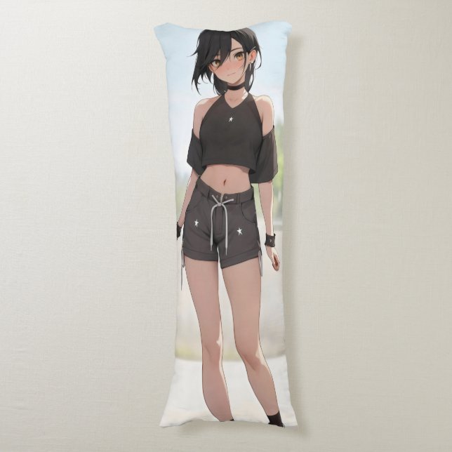 Cojín Estilo urbano de Chica de anime (Frente vertical)