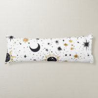 Estrellas de luna de sol celestial negro y dorado