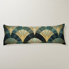 Cojín Eventails Art Déco - Or sur Émeraude
