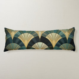 Cojín Eventails Art Déco - Or sur Émeraude