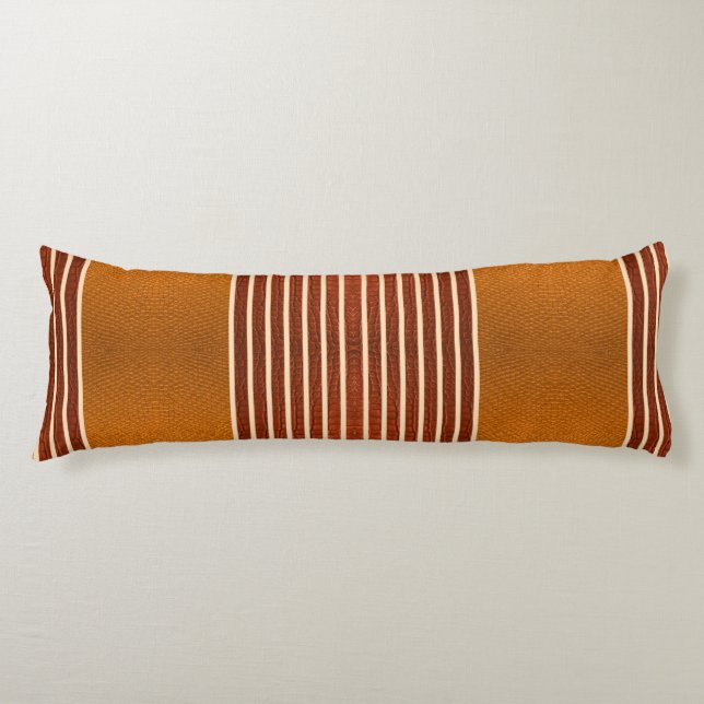 Cojín Exotic Faux Snake Leather & Linear Stripe Pumpkin  (Anverso)