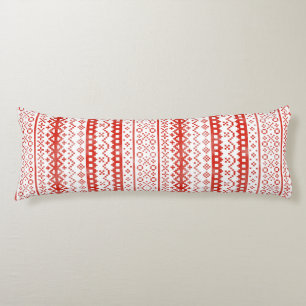 Cojín Faded Fair Isle Knit Watercolor Cabincore rojo