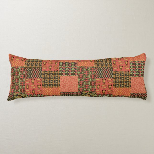 Cojín Falso juego de arte tribal egipcio rojo rusto (Anverso)