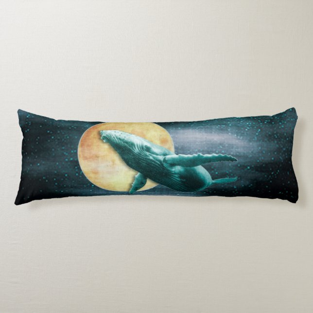 Cojín Fantasía ballena jorobada volando a la luna - Cuer (Anverso)