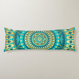 Cojín Fantasía de Mandala de Oro Azul