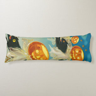 Cojín Fantasmas de calabaza de Halloween y gatos negros