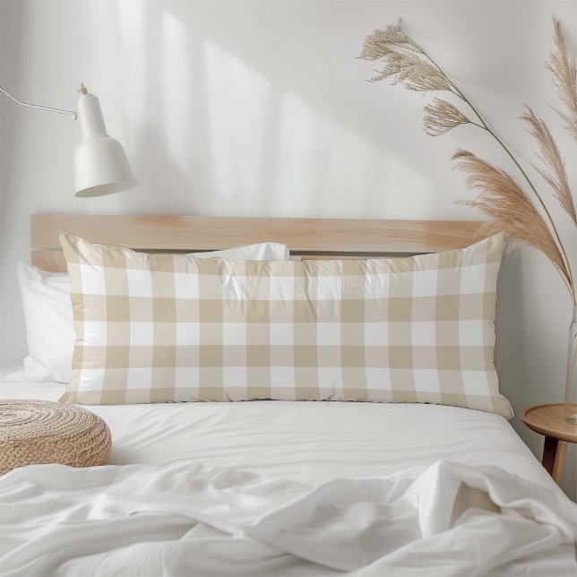 Cojín Farmhouse Beige Rustic Gingham Check Plaid (Subido por el creador)