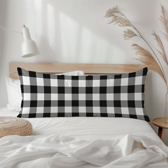 Cojín Farmhouse Black White Rustic Gingham Check Plaid (Subido por el creador)
