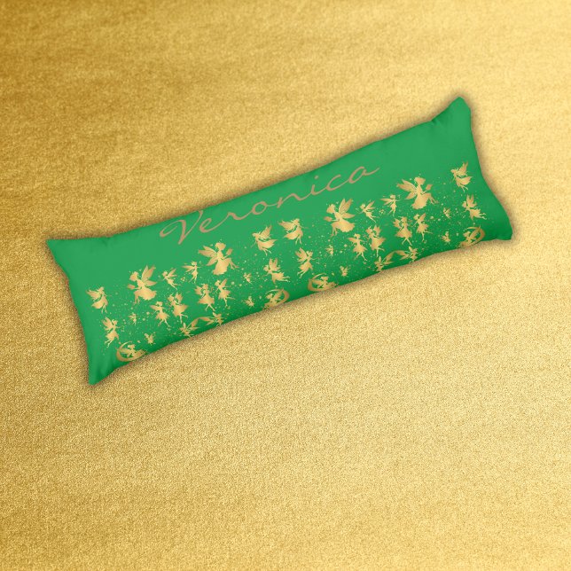 Cojín Fe de oro con polvo de óxido en monograma verde | (Subido por el creador)