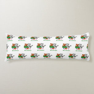 Cojín Feliz Navidad con gato y pipa