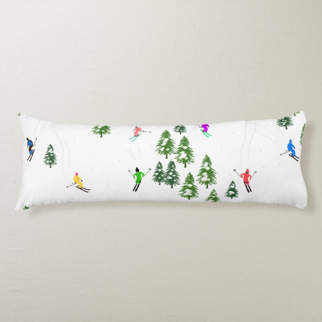 Cojín Fiesta de Ilustracion de esquí alpino Freeride (Anverso)